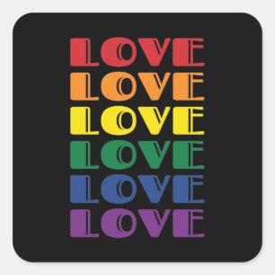 Adesivo Quadrado Amor Texto Repetitivo Orgulho gay LGBTQ