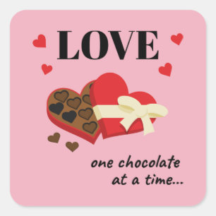 Adesivo Quadrado Amor Um Chocolate por Vez Engraçado