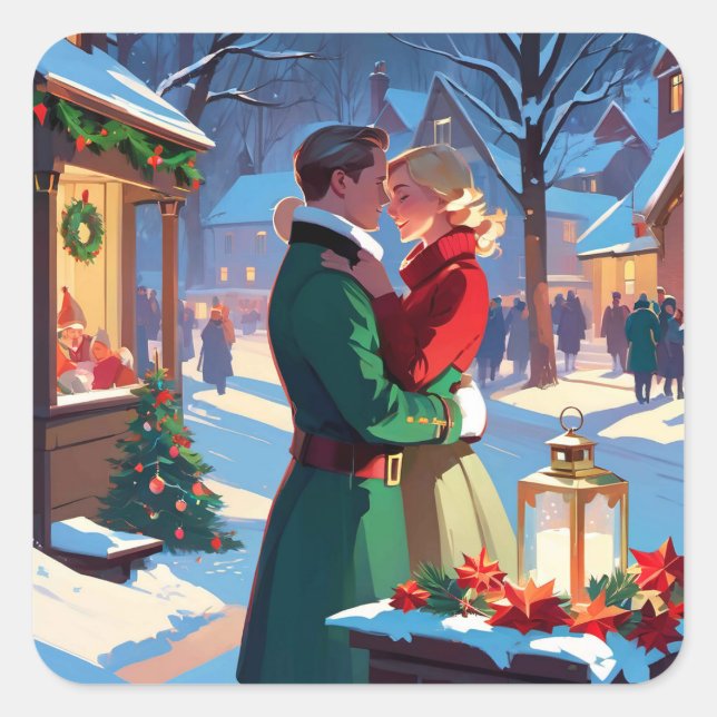 Adesivo Quadrado Amor verdadeiro no Natal - Sticker (Frente)