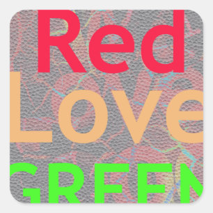 ADESIVO QUADRADO AMOR VERDE OURO VERMELHO