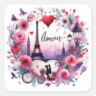 Adesivo Quadrado Amour Paris Love Enevelope Seal