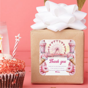 Adesivo Quadrado Amusement Park Birthday