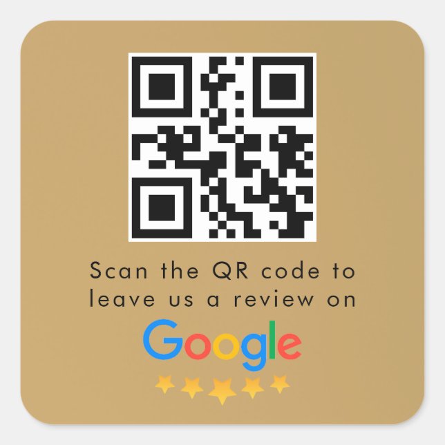 Adesivo Quadrado Análises do Google | Business Review Link QR Code (Frente)