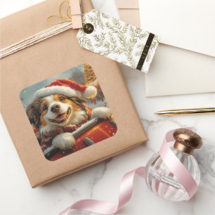 Adesivo Quadrado Anatólia Shepherd Cachorro Porta copos Natal