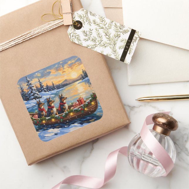 Adesivo Quadrado Anatolian Shepherd Christmas Boat Holiday (Presentear)