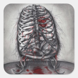Adesivo Quadrado Anatomia da Gaiola Vazia Coração Surrealismo Arte 