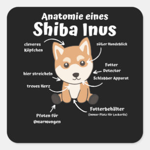 Adesivo Quadrado Anatomia De Uma Shiba Inus Cachorro Doce