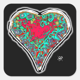 Adesivo Quadrado Anatomia secreta de um coração vermelho v3.1