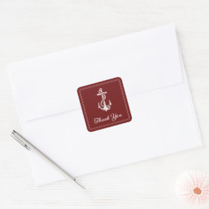 Adesivo Quadrado Anchor Náutico Vermelho Obrigado Pinheiros