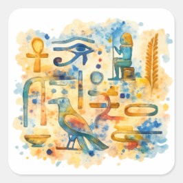 Adesivo Quadrado Ancient Egyptian Eye of Horus & Pharaoh symbols