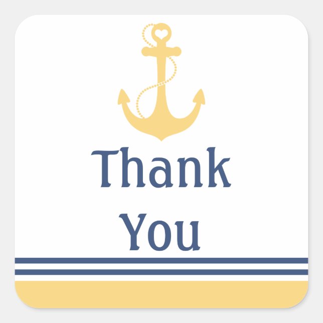 Adesivo Quadrado Âncora Amarela Obrigado (Frente)
