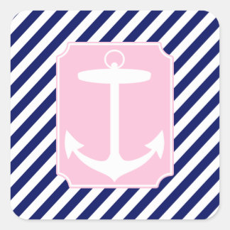Adesivo Quadrado Âncora azul e rosa