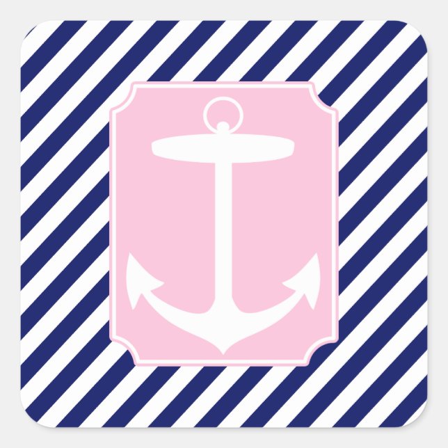Adesivo Quadrado Âncora azul e rosa (Frente)