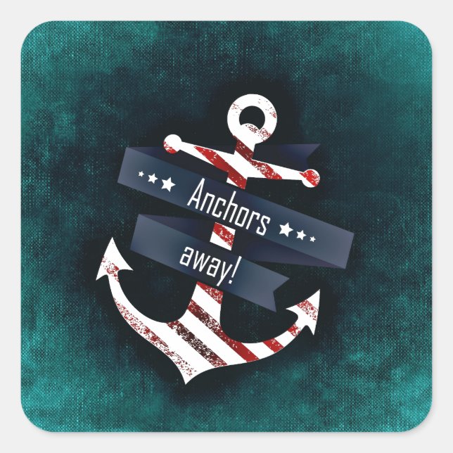 Adesivo Quadrado Âncora de barcos náuticos (Frente)