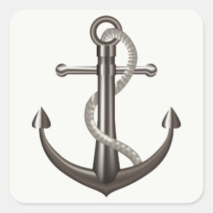 Adesivo Quadrado Âncora de Navio Náutico Marinheiro Marrom Cinza Ca