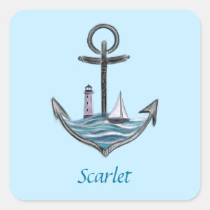 Adesivo Quadrado Ancoragem e farol personalizável (Versão 1)
