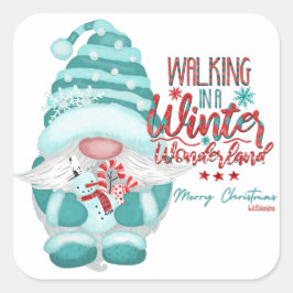 Adesivo Quadrado ANDANDO EM UM WINTER WONDERLAND Gnomo christmas