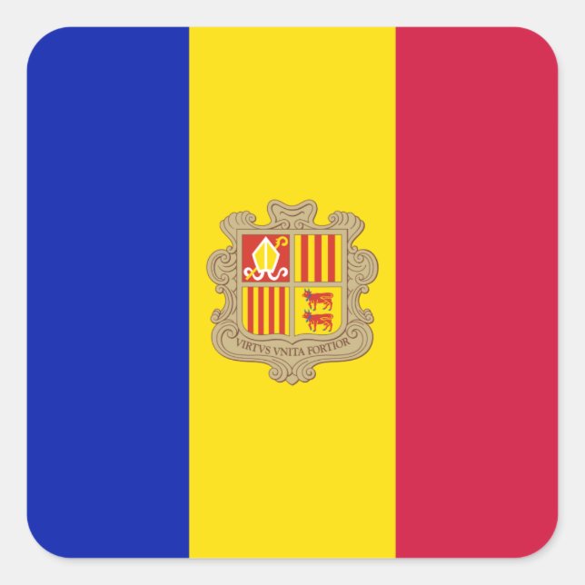 Adesivo Quadrado Andorra Flag (Frente)