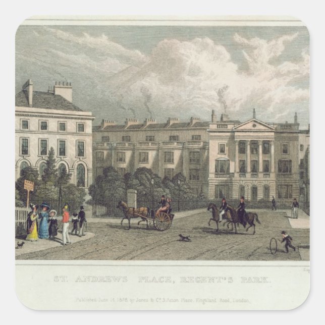 Adesivo Quadrado Andrews Place, Regents Park, 1828 (Frente)
