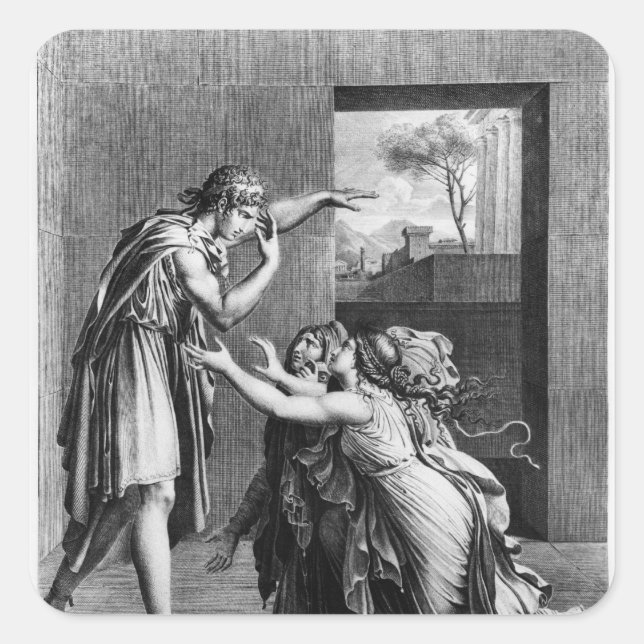Adesivo Quadrado Andromache aos pés de Pyrrhus (Frente)