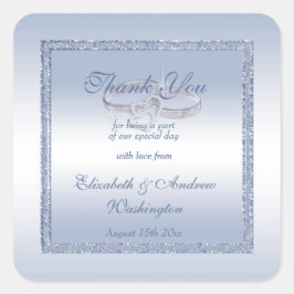 Adesivo Quadrado Anéis de Casamento de Pergueiro e Prata