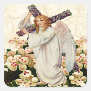 Adesivo Quadrado Angel com Cross Stickers
