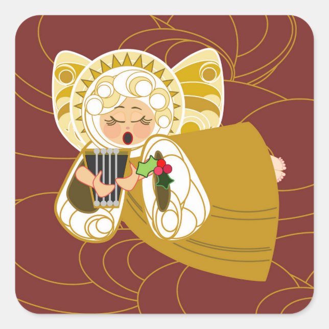 Adesivo Quadrado Angel com Harp Sticker (Frente)