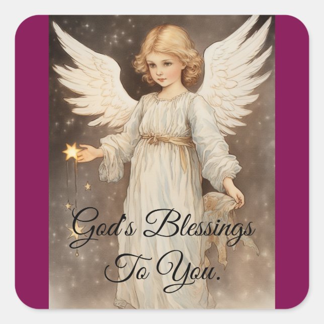 Adesivo Quadrado Angel com Star Sticker (Frente)