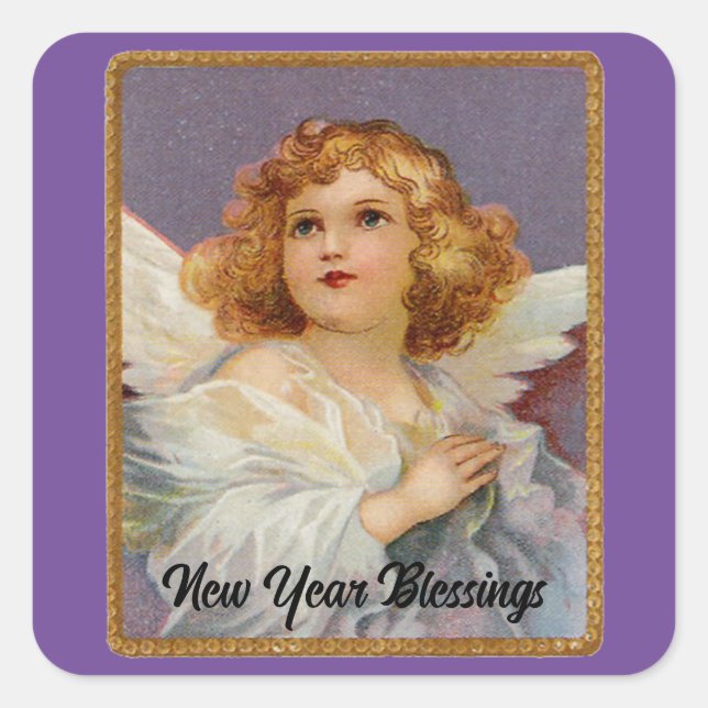 Adesivo Quadrado Angel New Year Sticker (Frente)