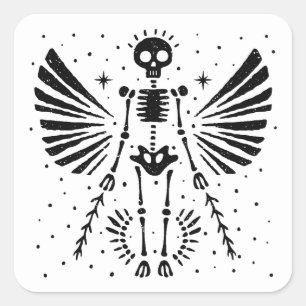 Adesivo Quadrado Angel Skeleton Gothic Natal