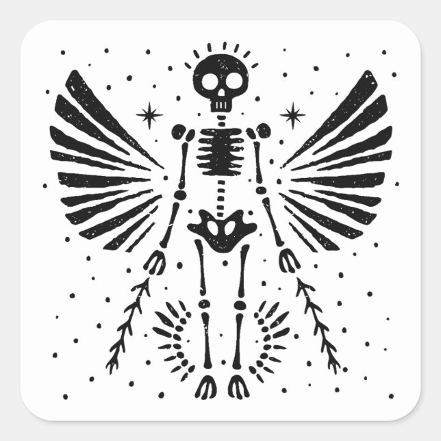 Adesivo Quadrado Angel Skeleton Gothic Natal (Frente)