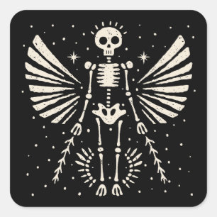 Adesivo Quadrado Angel Skeleton Gothic Natal
