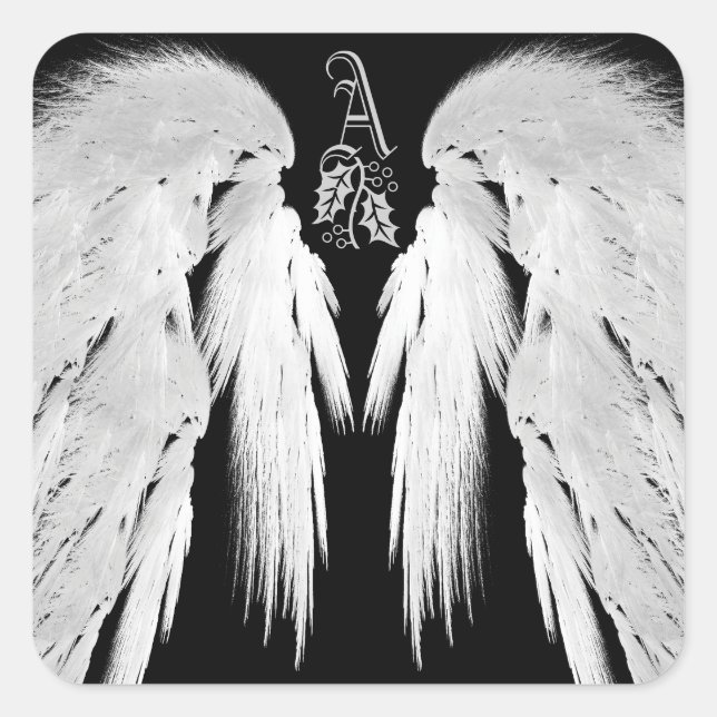 Adesivo Quadrado ANGEL WINGS Black HeavenHolly Monograma (Frente)