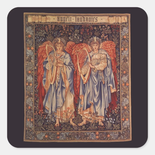 Adesivo Quadrado Angeli Laudantes por Sir Edward Coley Burne Jones (Frente)