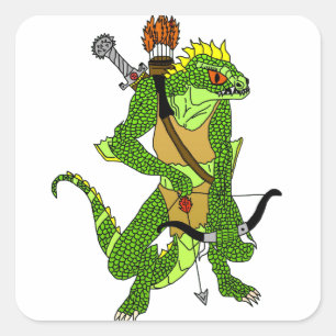 Adesivo Quadrado Angry Lizardman Sticker