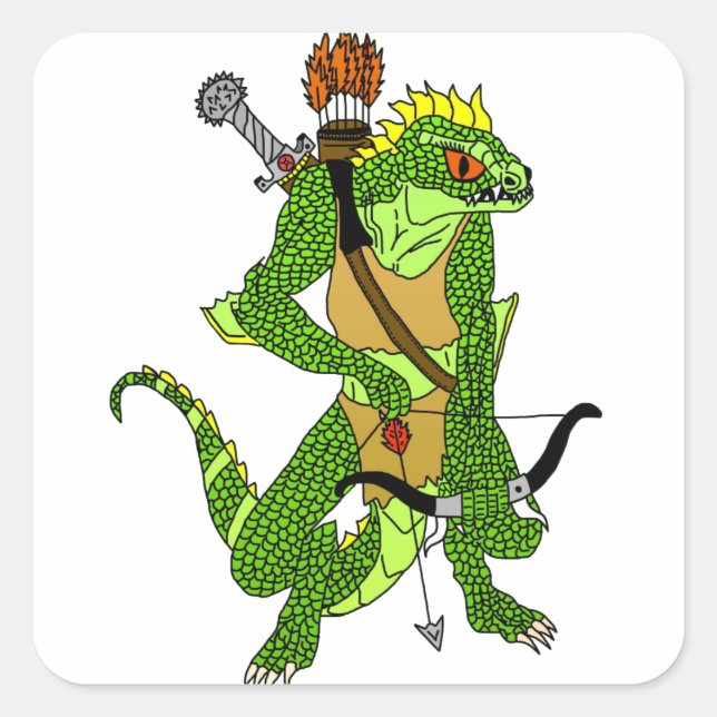 Adesivo Quadrado Angry Lizardman Sticker (Frente)