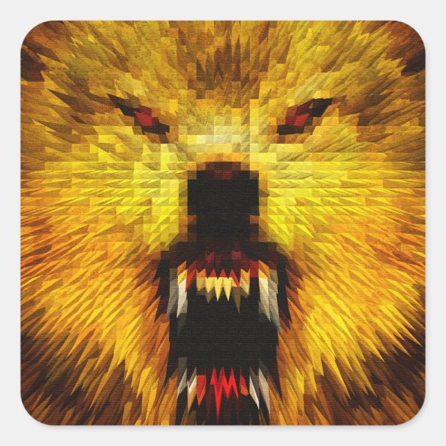 Adesivo Quadrado Angry Wolf (Frente)