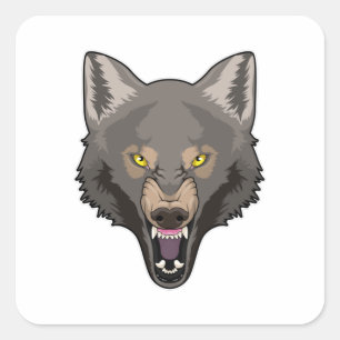 Adesivo Quadrado Angry Wolf