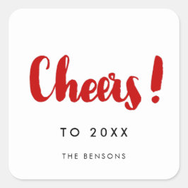 Adesivo Quadrado Anima a família moderna de Ano Novo, vermelha e br