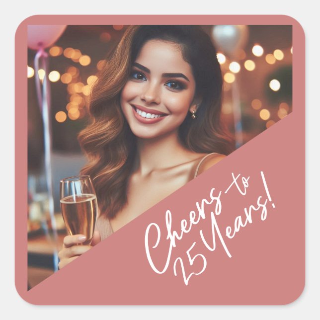 Adesivo Quadrado Anima-se a 25 anos de favores de Festa de aniversá (Frente)