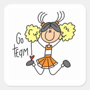 Adesivo Quadrado Animadora do Orange Go Team