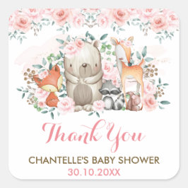 Adesivo Quadrado Animais Da Floresta De Madeira Agradeço-Lhe O Favo