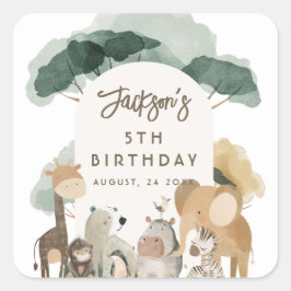 Adesivo Quadrado Animais de Aquarela Festa Foto Festa de Aniversári
