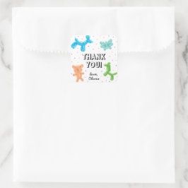 Adesivo Quadrado Animais de Balão Fofos Obrigado pela Festa de Aniv