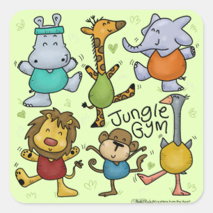 Adesivo Quadrado Animais De Exercício Jungle Gym
