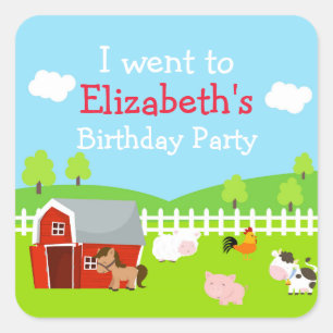 Adesivo Quadrado Animais de fazenda bonitos 'Eu fui para'