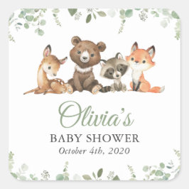 Adesivo Quadrado Animais De Floresta, Floresta, Selvagem Um, Chá de