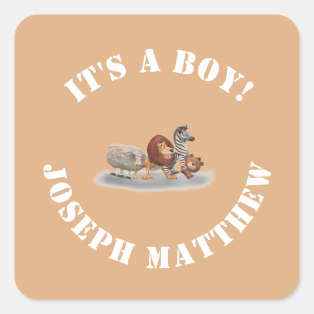 Adesivo Quadrado Animais Enchidos Cujos Animais Foram Considerados (Frente)