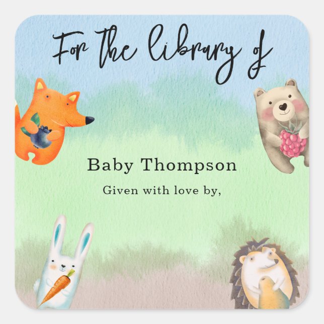 Adesivo Quadrado Animais florestais - para a biblioteca de (Frente)