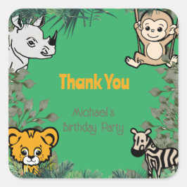 Adesivo Quadrado Animais Safari Desenhados Na Mão